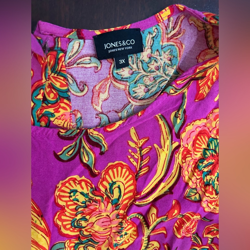 Jones New York Women's Floral Blouse - Purple 3xl but fits like 1 x